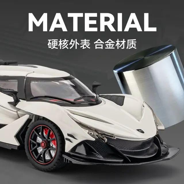 1:24 Scale Exclusive Alloy Metal Pull Back Die-cast Car Model with Sound Light Mini Auto Toy for Kids Metal Model Toy Car with Sound and Light (1.24 Apollo IE-White)