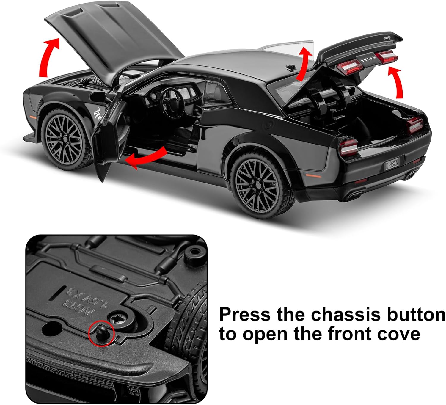 Dodge Challenger Hellcat - Diecast Metal Car - Scale 1:24