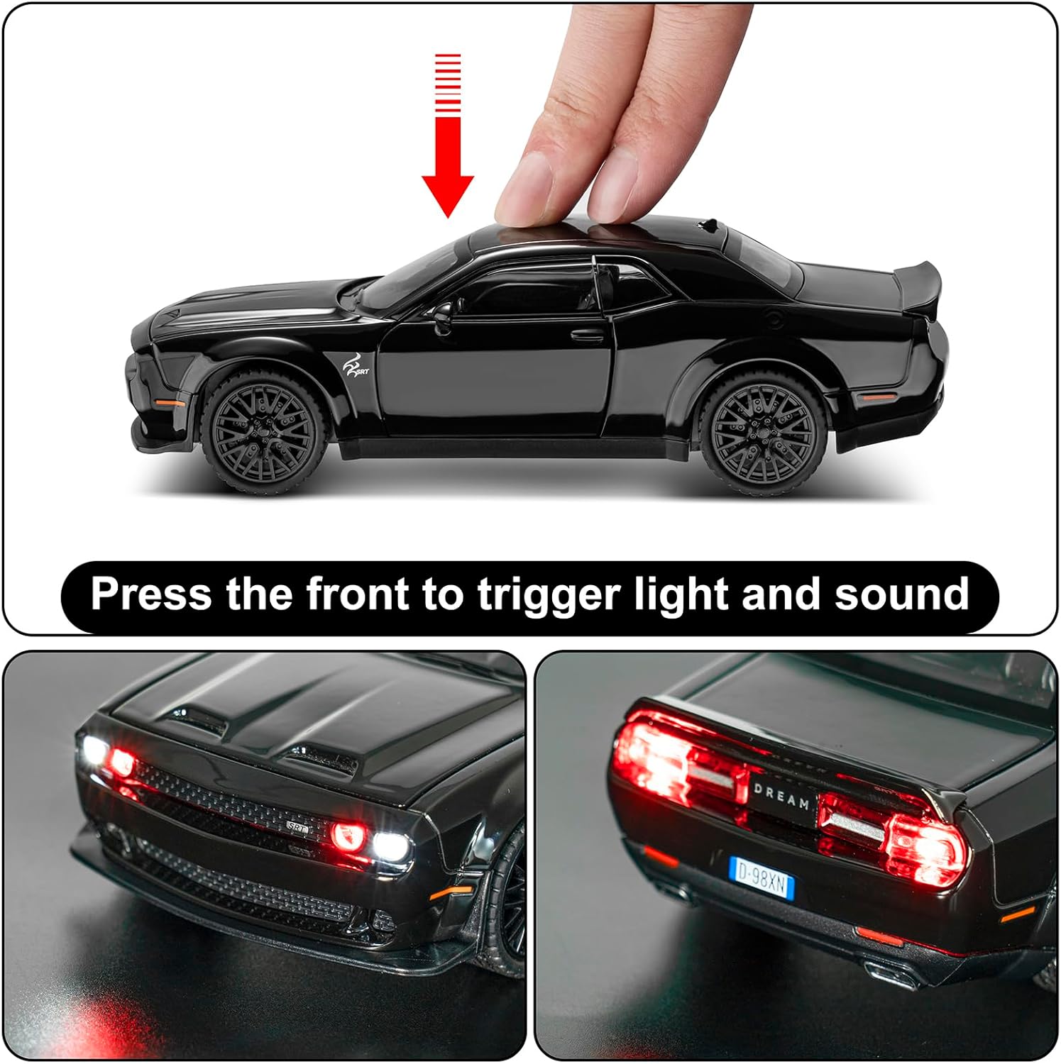 Dodge Challenger Hellcat - Diecast Metal Car - Scale 1:24