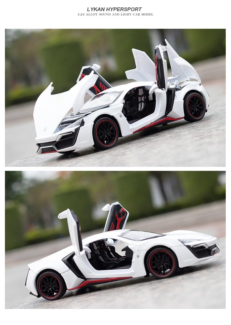 1:24 Scale Lamborgini SIAN Exclusive Alloy Metal Pull Back Die-cast Car Model with Sound Light Mini Auto Toy for Kids Metal Model Toy Car with Sound and Light (Multicolor)