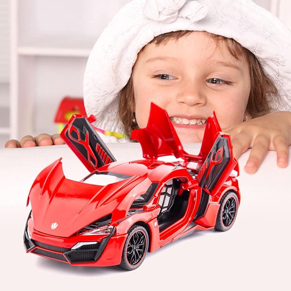 1:24 Scale Lamborgini SIAN Exclusive Alloy Metal Pull Back Die-cast Car Model with Sound Light Mini Auto Toy for Kids Metal Model Toy Car with Sound and Light (Multicolor)