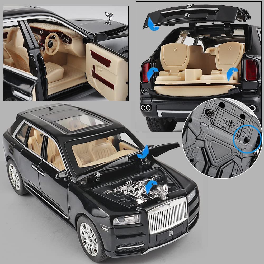 1:24 Scale Exclusive Alloy Metal Pull Back Die-cast Car Model with Sound Light Mini Auto Toy for Kids Metal Model Toy Car with Sound and Light(1.24 -Tesla Model 3- Black)