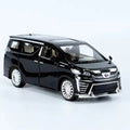Black toy van on a light gray background